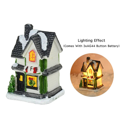 Lighted Wooden Christmas House Ornament