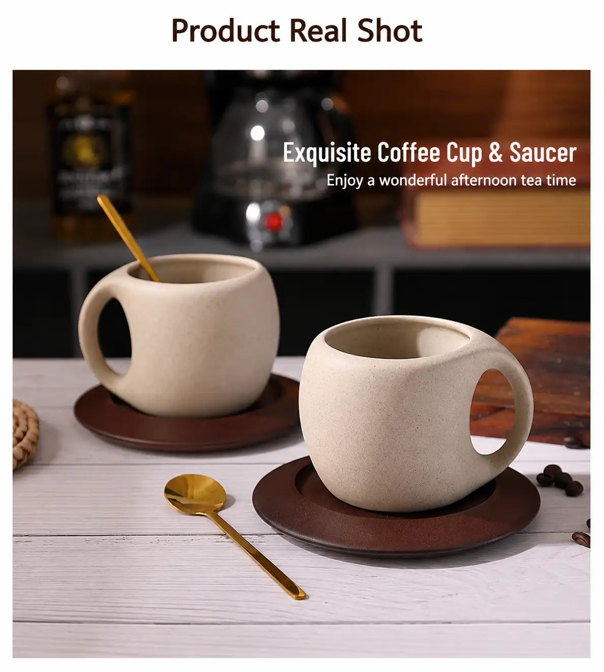 Ceramic Coffee Cup & Saucer Set