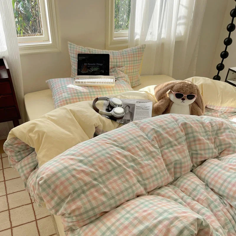 100% Cotton Plaid Duvet Cover