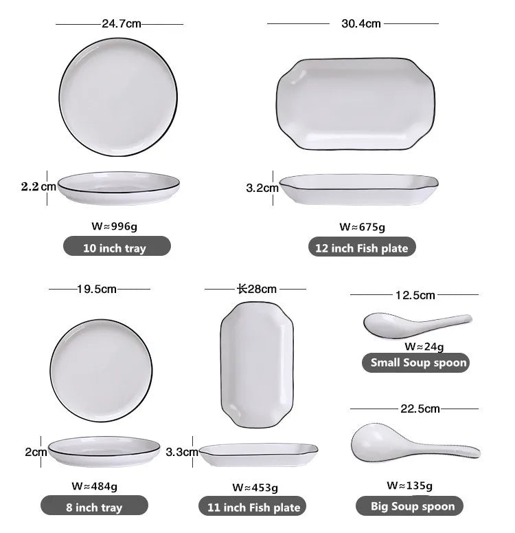 Black-Rim Ceramic Tableware