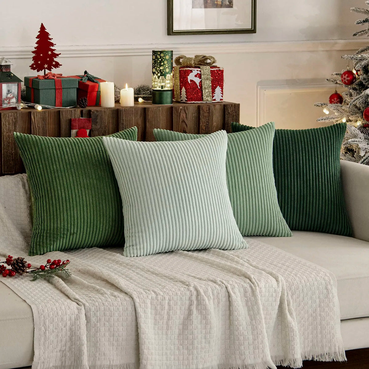 Set of 4 Textured Boho Pillow Covers