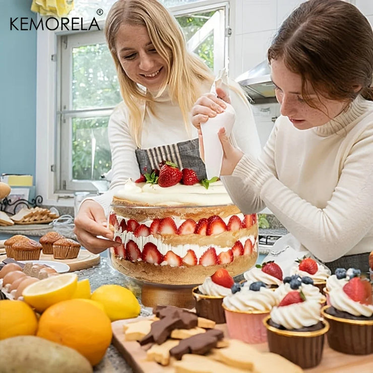 KEMORELA Large Glass Bowl Elegant Wooden Stand
