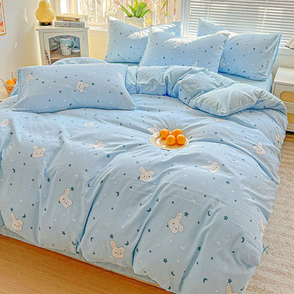 Floral Printed Bedding Set – Duvet Cover with Flat Sheet & Pillowcases