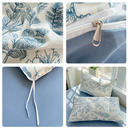 Floral Printed Bedding Set – Duvet Cover with Flat Sheet & Pillowcases