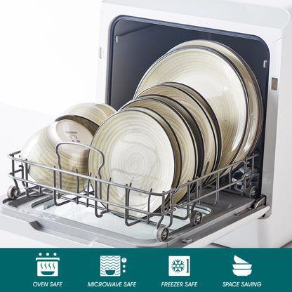 Vancasso Beige Ceramic Dinnerware Set | 24-Piece, Serves 6