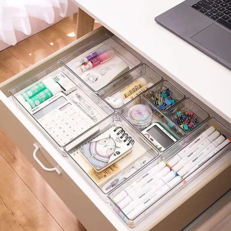 Clear Plastic Drawer Organizer Set