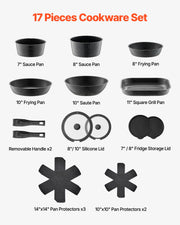 VEVOR 17-Piece Induction Nonstick Cookware Set