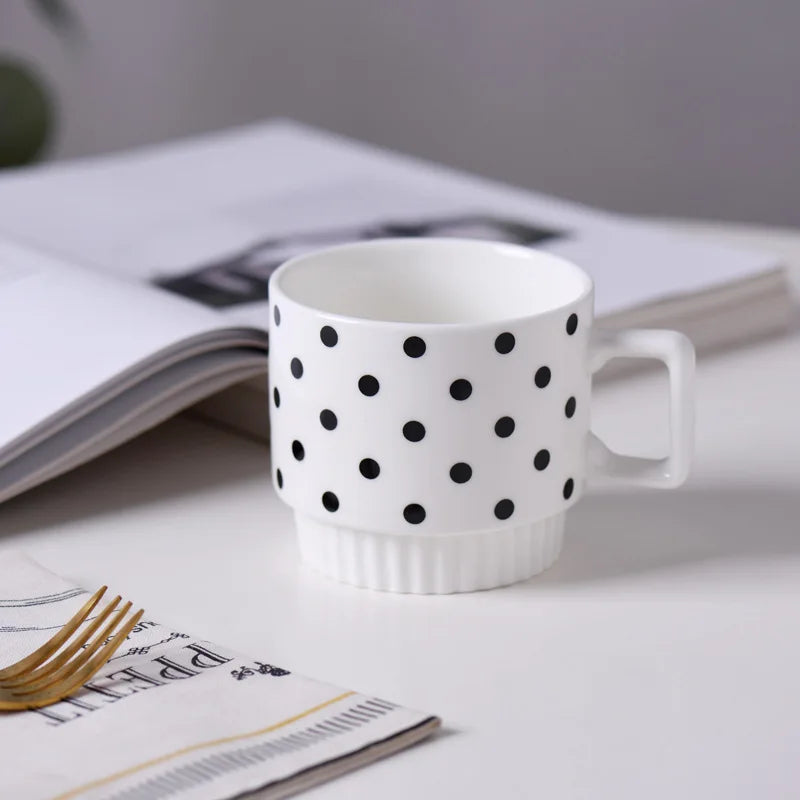 Stackable Ceramic Mug - Polka Dot, Chevron & Harlequin