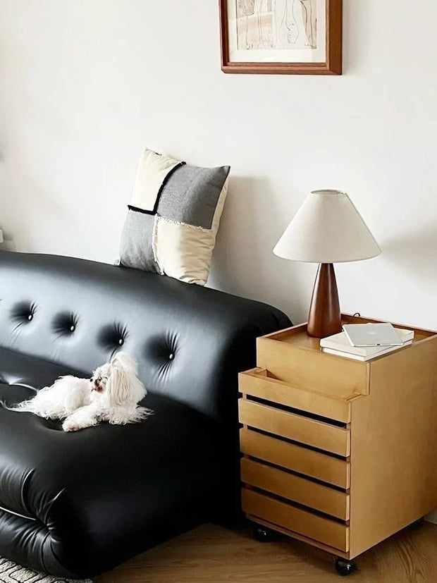 Solid wood and retro fabric table lamp