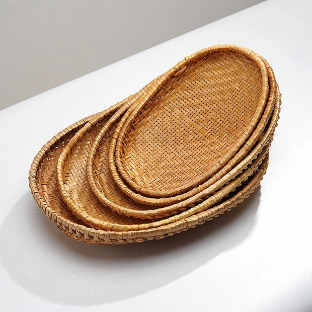 Handcrafted Oval Rattan Basket