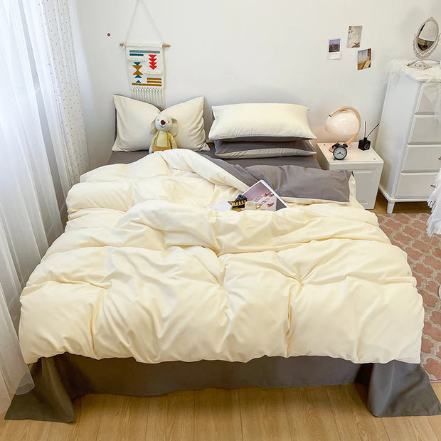 Black Bedding Duvet, Bedsheet and Pillowcase Set