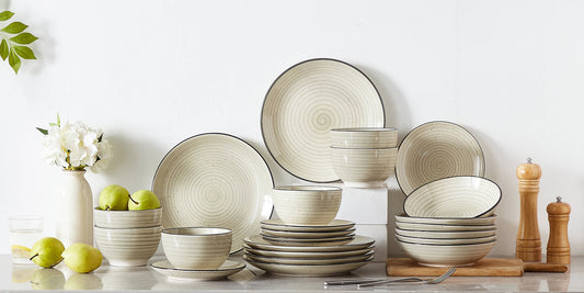 Beige Ceramic Dinnerware Set – 24-Piece, Service for 6