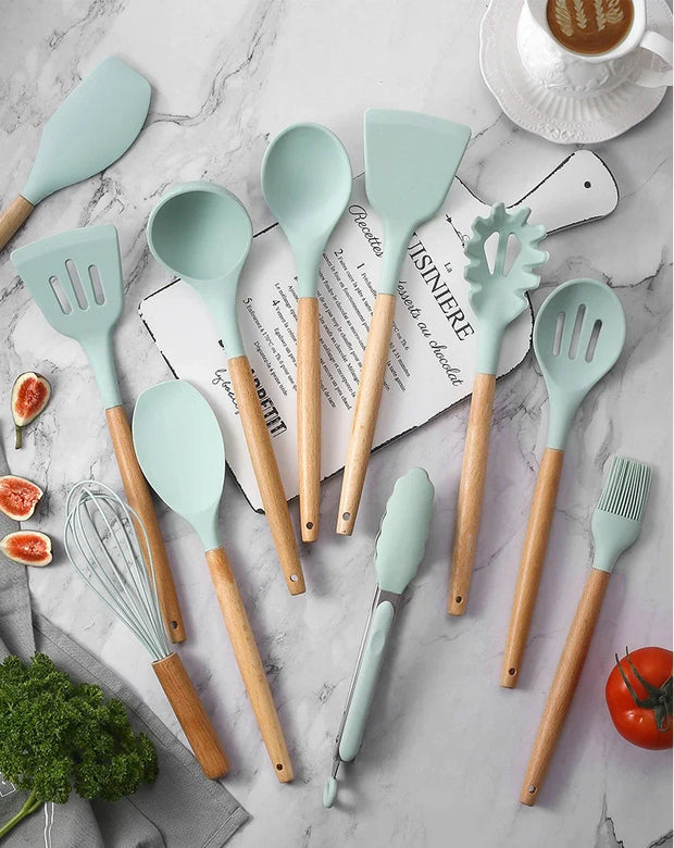 Set of 12 Multi-Colored Silicone Kitchen Utensils