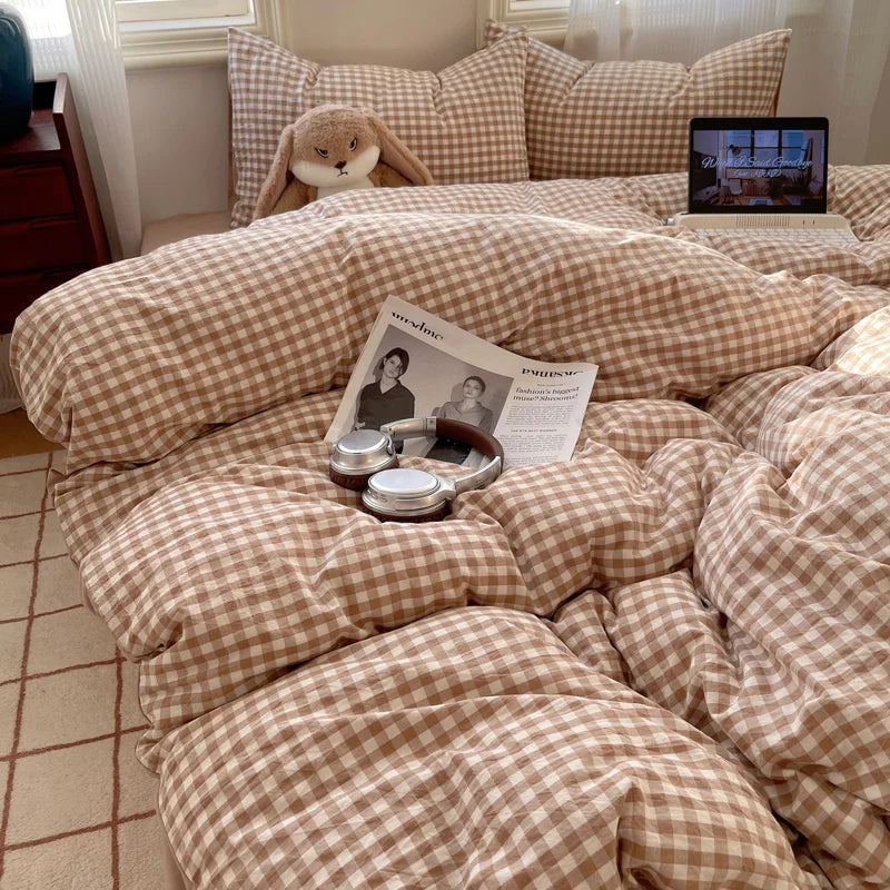 100% Cotton Plaid Duvet Cover