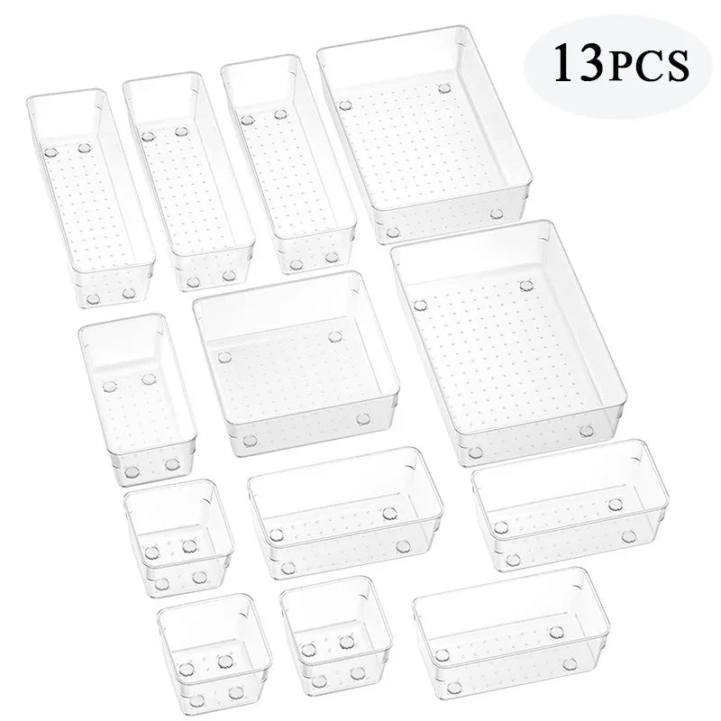 Clear Plastic Drawer Organizer Set