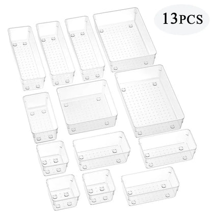 Clear Plastic Drawer Organizer Set