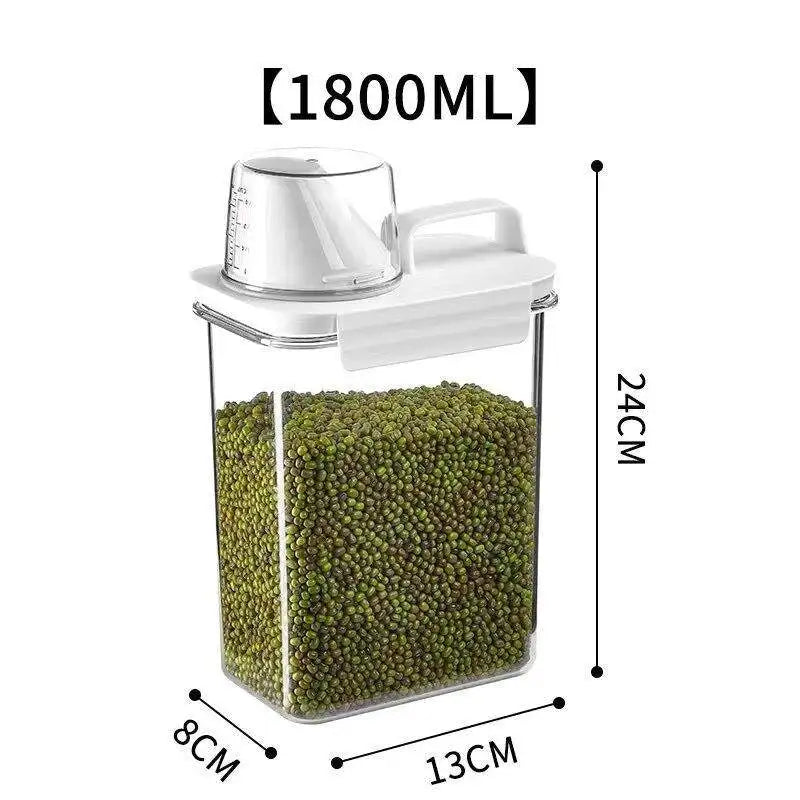 Clear Pantry Storage Container with Measuring Cup