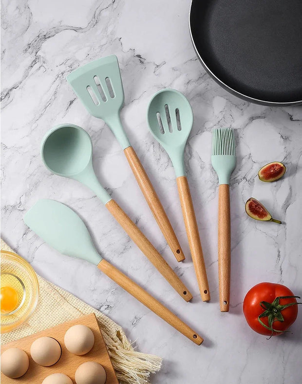 Set of 12 Multi-Colored Silicone Kitchen Utensils