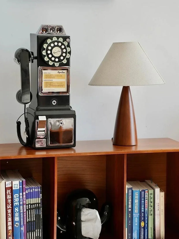 Solid wood and retro fabric table lamp