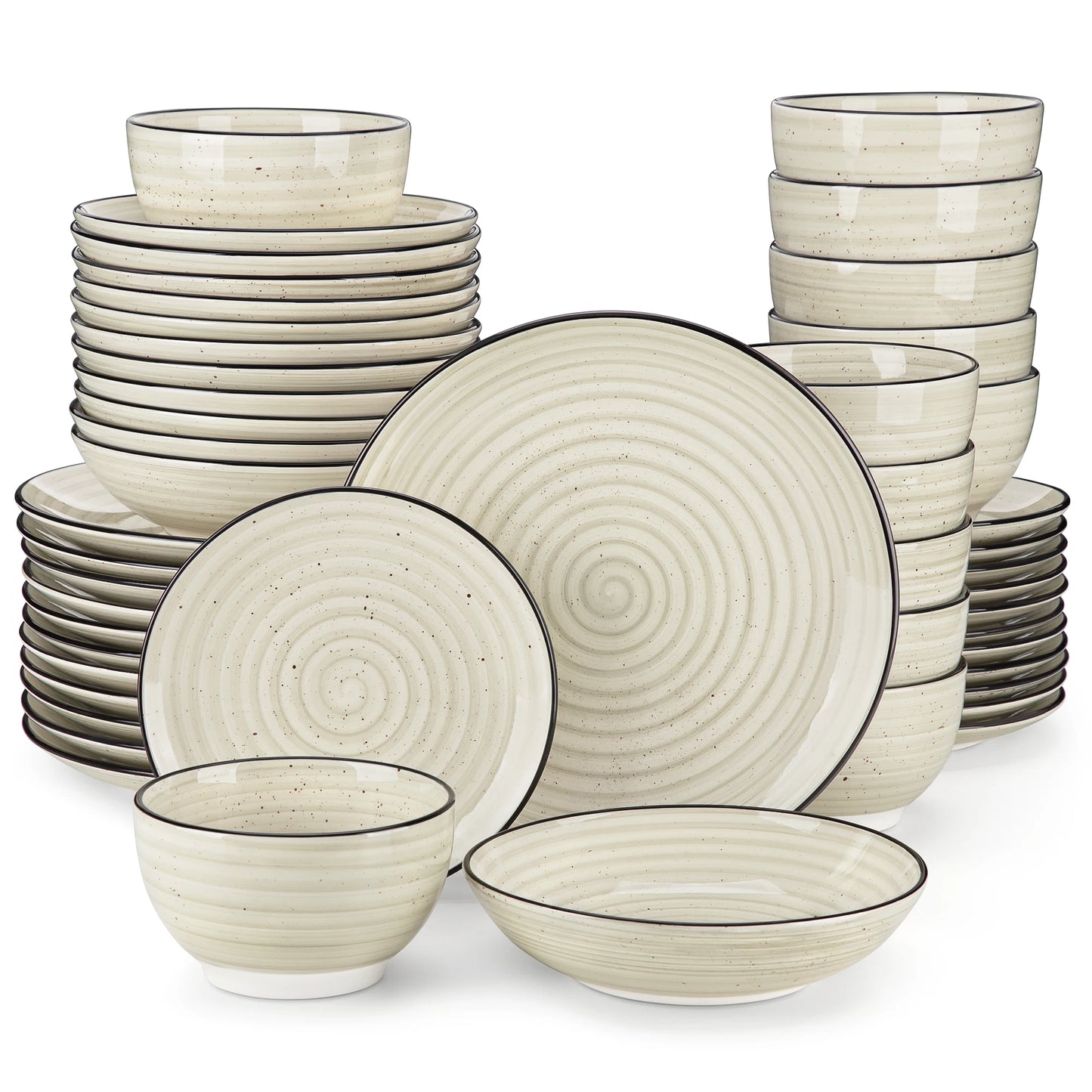 Vancasso Beige Ceramic Dinnerware Set | 24-Piece, Serves 6