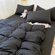 Black Bedding Duvet, Bedsheet and Pillowcase Set