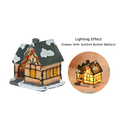 Lighted Wooden Christmas House Ornament