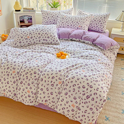 Floral Printed Bedding Set – Duvet Cover with Flat Sheet & Pillowcases