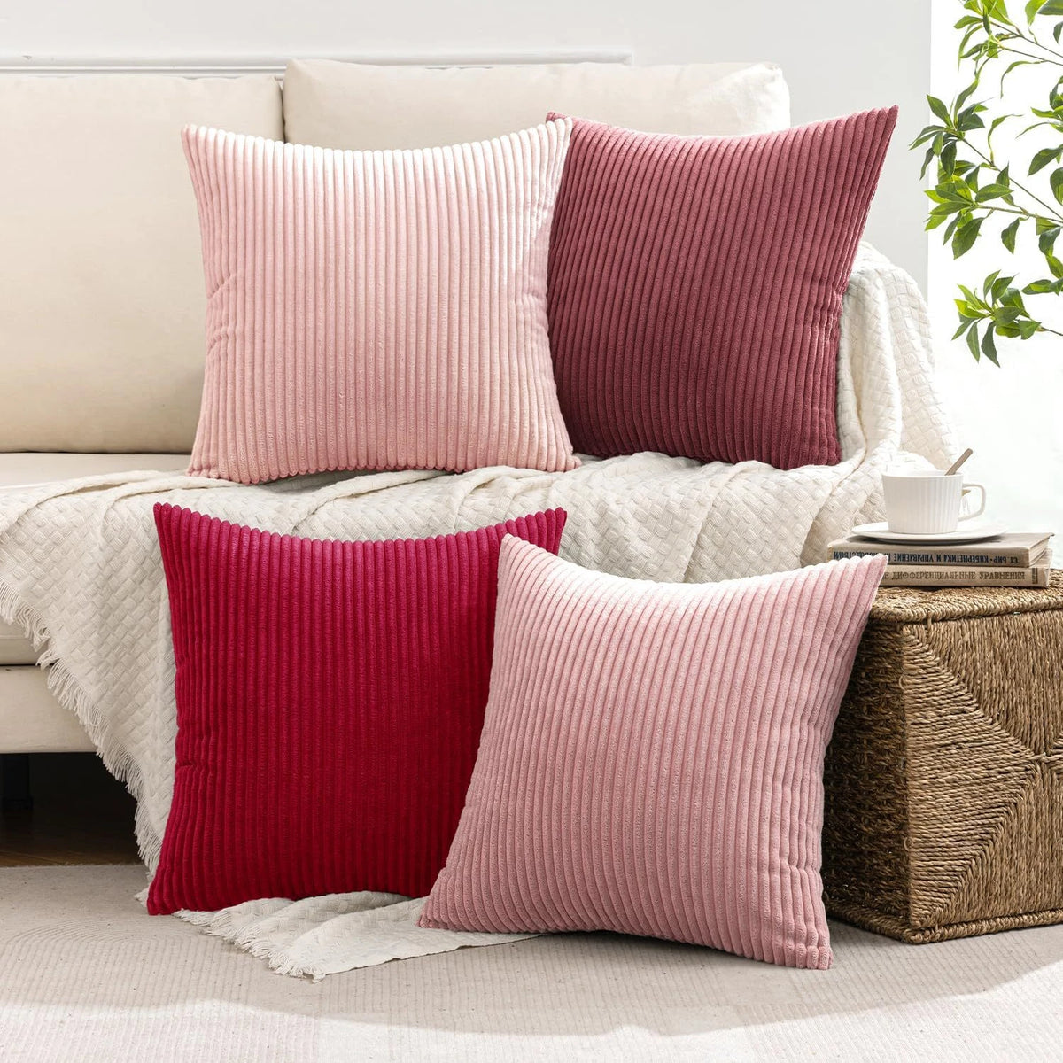 Set of 4 Textured Boho Pillow Covers
