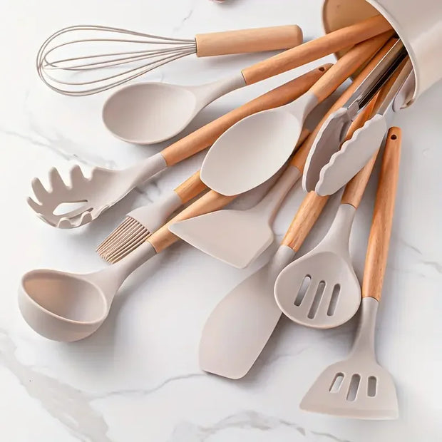 Set of 12 Multi-Colored Silicone Kitchen Utensils