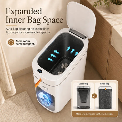 Smart Touchless Trash Can with Automatic Bag Lining System