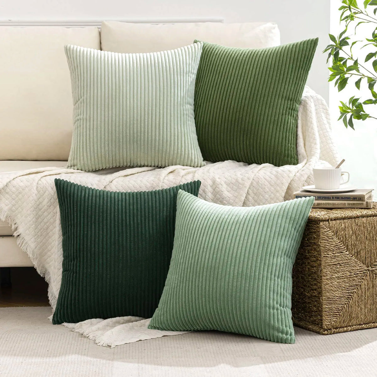 Set of 4 Textured Boho Pillow Covers