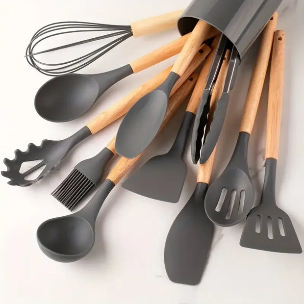 Set of 12 Multi-Colored Silicone Kitchen Utensils