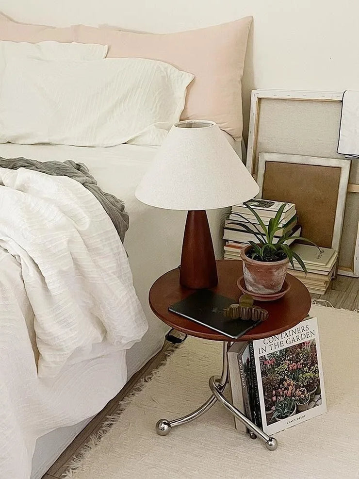 Solid wood and retro fabric table lamp