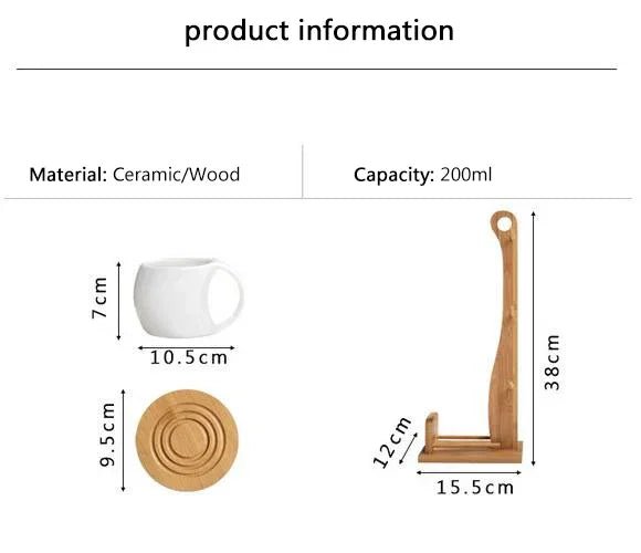 Set of Ceramic Cups and Saucers with Bamboo Tray – 4 to 6 Pieces, Elegant and Heat Resistant Design.