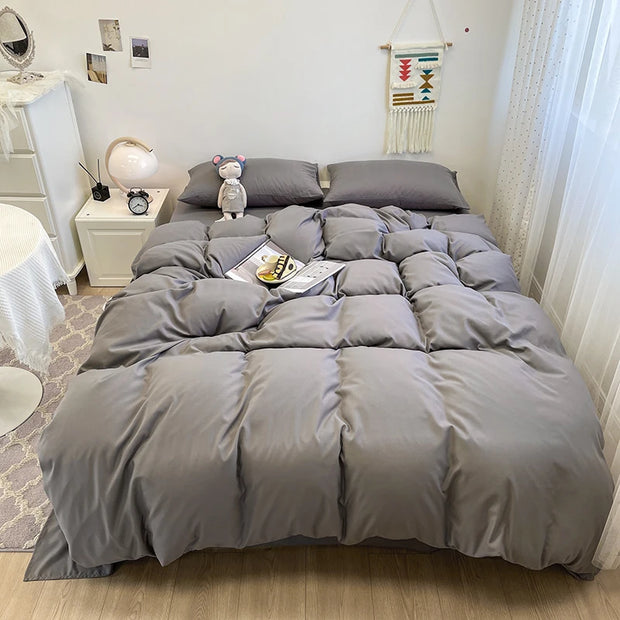 Black Bedding Duvet, Bedsheet and Pillowcase Set