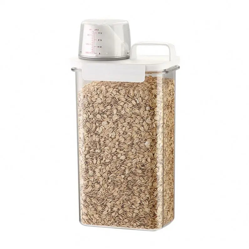 Clear Pantry Storage Container with Measuring Cup