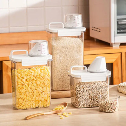Clear Pantry Storage Container with Measuring Cup